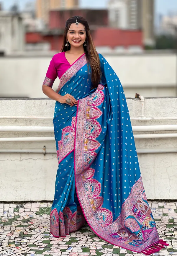 Rama_Pashmina_Darbari_Saree_With_Gold_Zari_Weaved_Saree_With_Blouse_Piece_For_Women_&_Girl