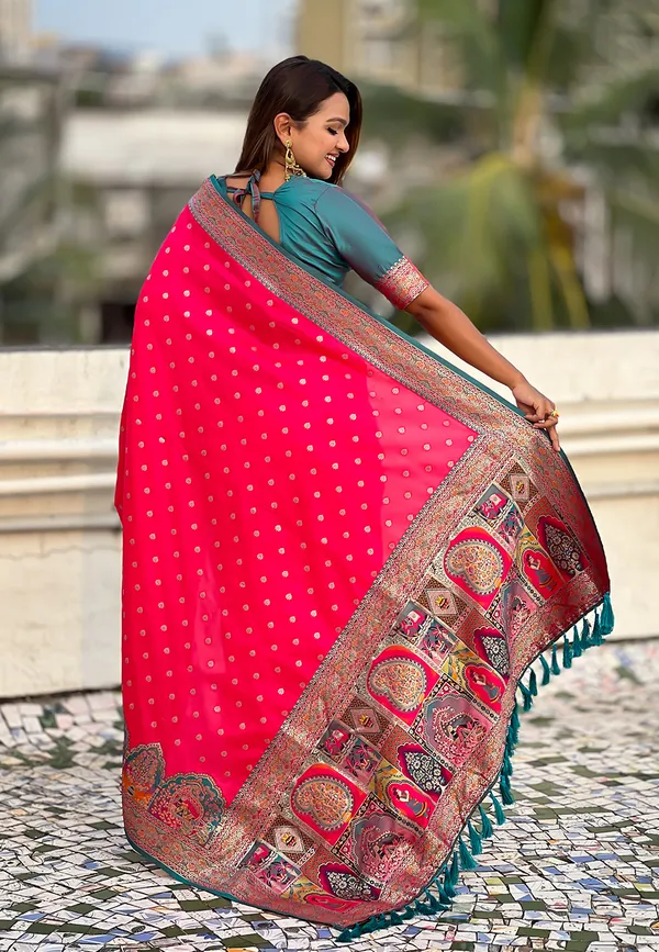 Pink_Pashmina_Darbari_Saree_With_Gold_Zari_Weaved_Saree_With_Blouse_Piece_For_Women_&_Girl