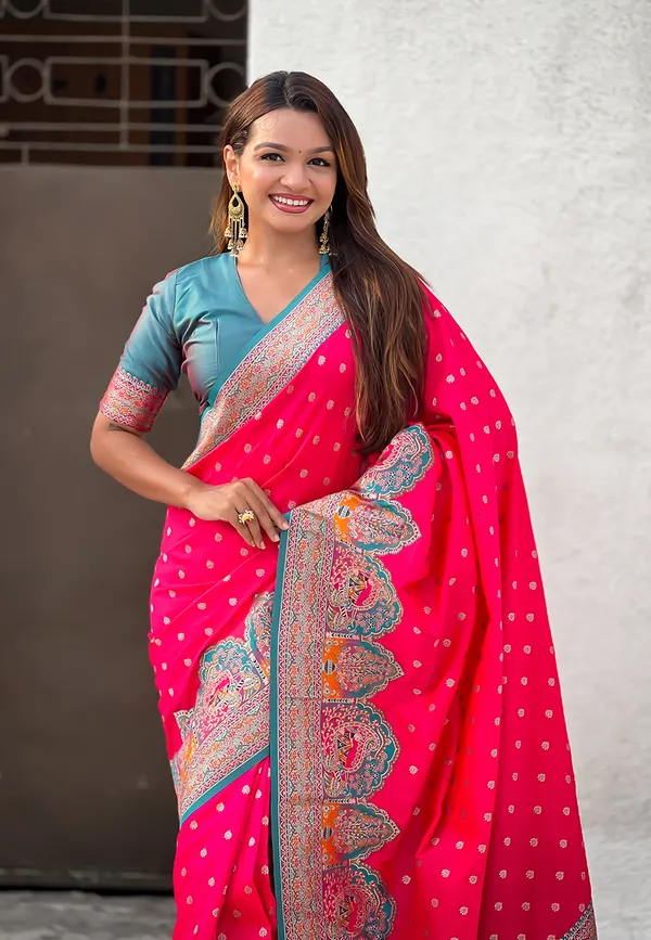 Pink_Pashmina_Darbari_Saree_With_Gold_Zari_Weaved_Saree_With_Blouse_Piece_For_Women_&_Girl