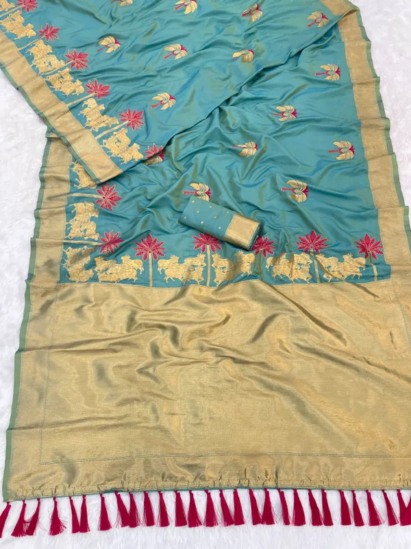 Sky_Soft_Silk_With_Flower_Meenakari_Motifs_Saree_With_Blouse_Piece_For_Women_&_Girl