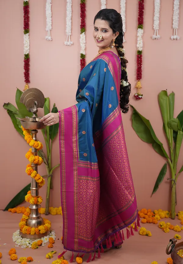 Rama_Pink_Soft_Silk_With_Floral_Motifs_Weaved_Saree_With_Blouse_Piece_For_Women_&_Girl