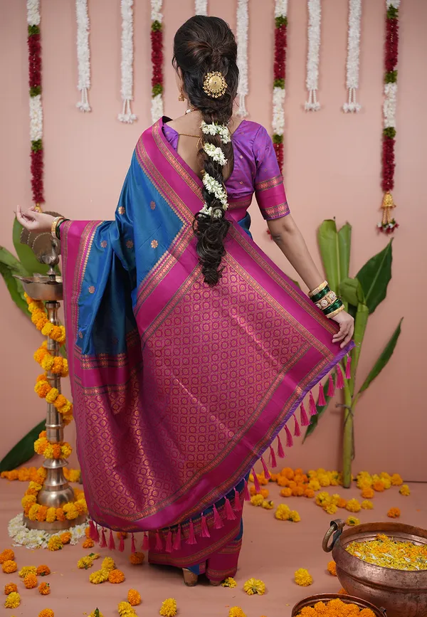 Rama_Pink_Soft_Silk_With_Floral_Motifs_Weaved_Saree_With_Blouse_Piece_For_Women_&_Girl