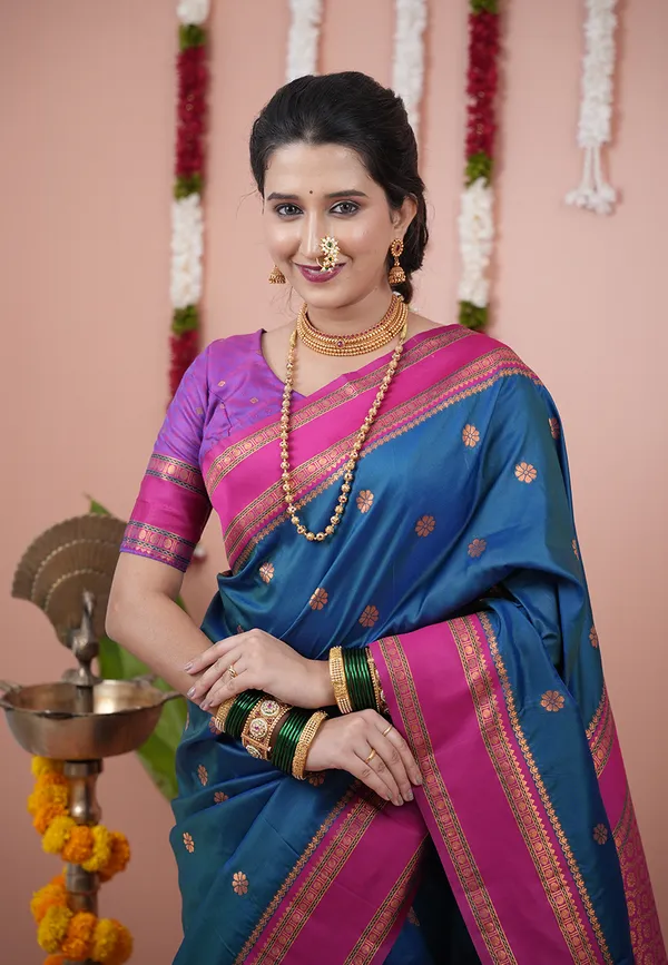 Rama_Pink_Soft_Silk_With_Floral_Motifs_Weaved_Saree_With_Blouse_Piece_For_Women_&_Girl