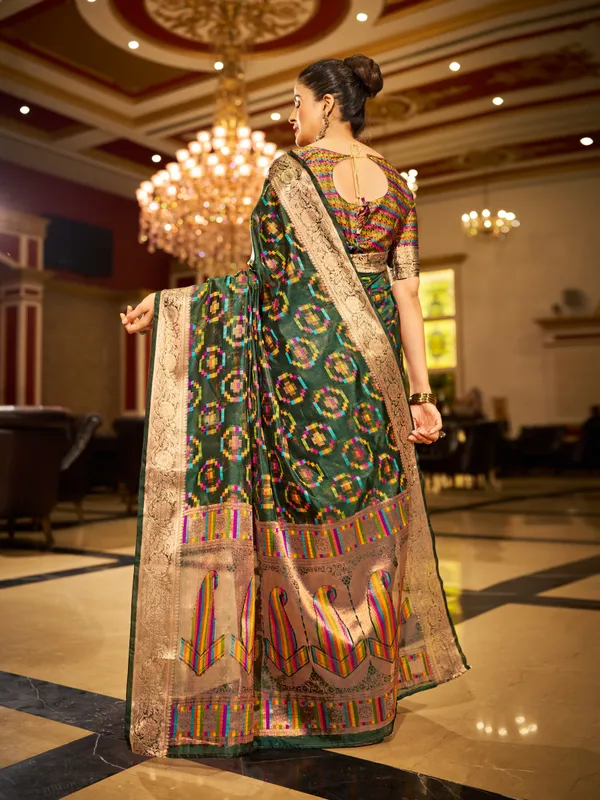 Green_Organza_Saree_For_Women_&_Girls
