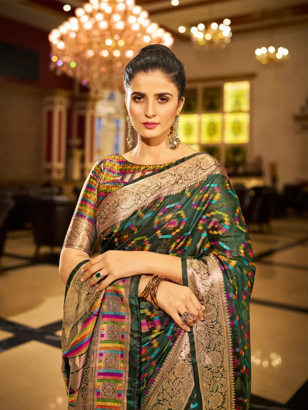 Green_Organza_Saree_For_Women_&_Girls