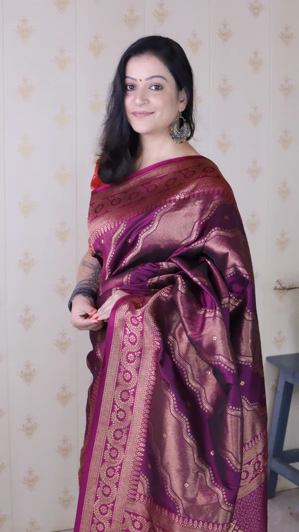Dark_Wine_Soft_Silk_With_Flower_Meenakari_Motifs_Saree_With_Blouse_Piece_For_Women_&_Girl