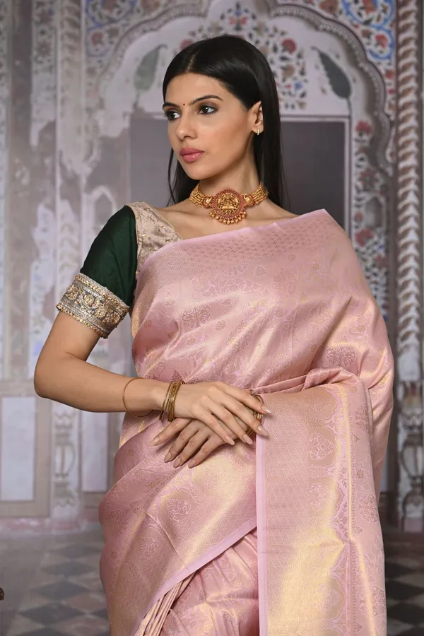 Lilac_Purple_Premium_Kanjivaram_Saree_With_Blouse_Piece_For_Women_&_Girls