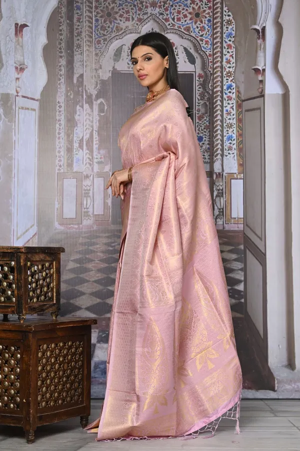 Lilac_Purple_Premium_Kanjivaram_Saree_With_Blouse_Piece_For_Women_&_Girls