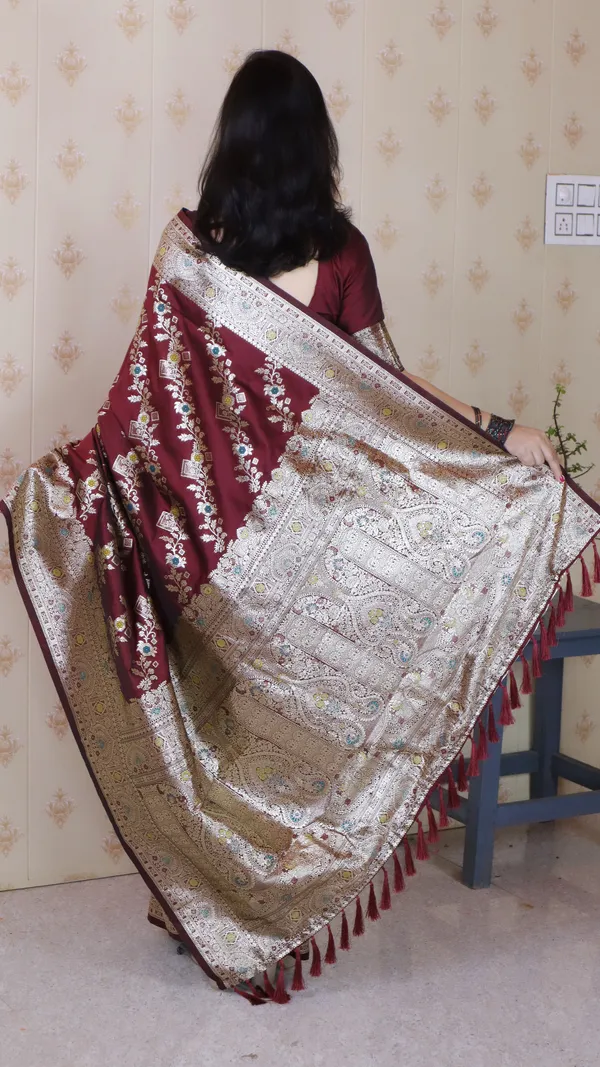 Maroon_Premium_Banarasi_Soft_Silk_With_Silver_Zari_Meenakari_Jaal_Weaved_Saree_With_Blouse_Piece_For_Women_&_Girl