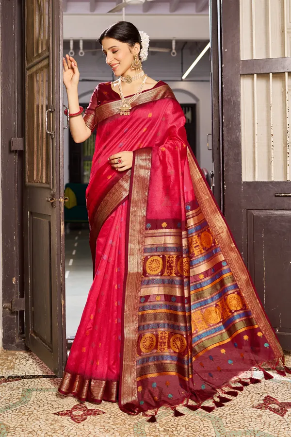 Red_Raw_Silk_For_Women_&_Girls
