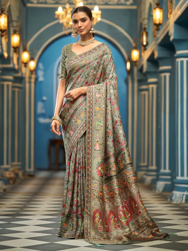 Dark_Grey_Soft_Silk_For_Women_&_Girls