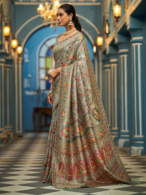 Dark_Grey_Soft_Silk_For_Women_&_Girls