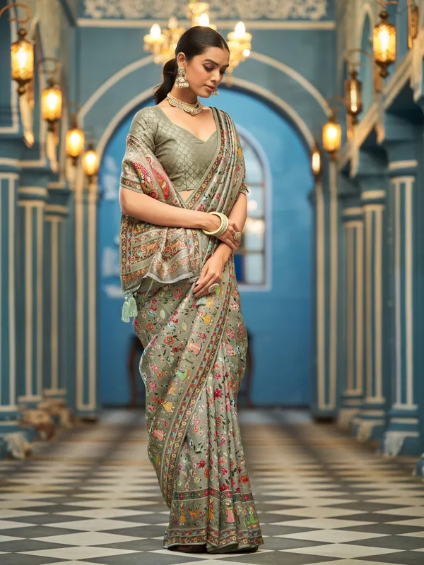 Dark_Grey_Soft_Silk_For_Women_&_Girls
