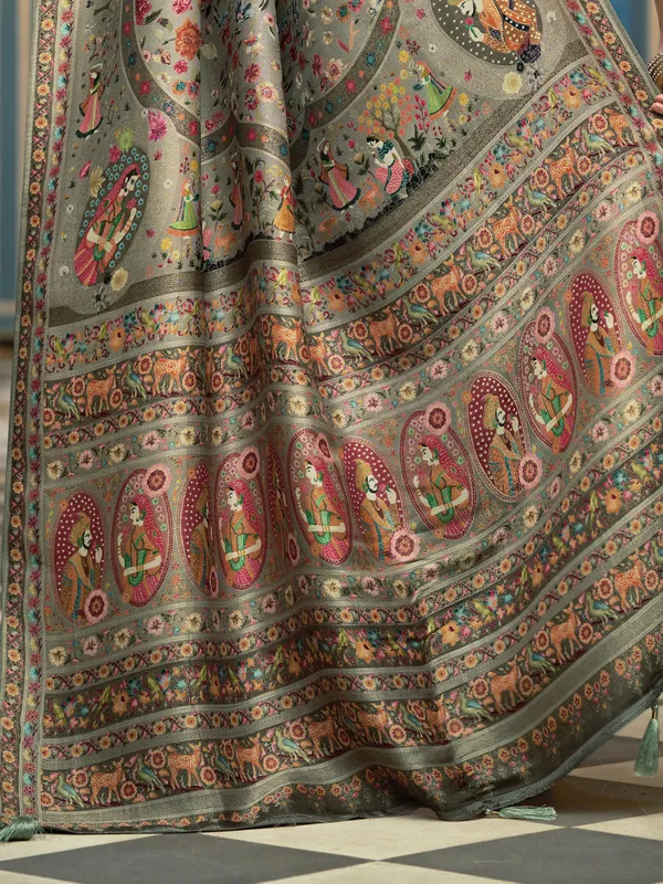 Dark_Grey_Soft_Silk_For_Women_&_Girls