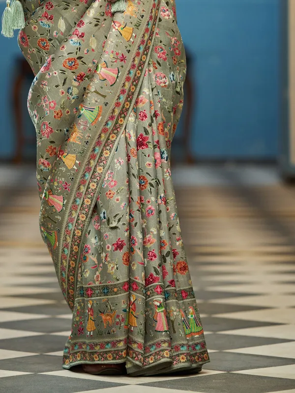Dark_Grey_Soft_Silk_For_Women_&_Girls
