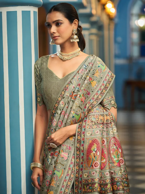 Dark_Grey_Soft_Silk_For_Women_&_Girls