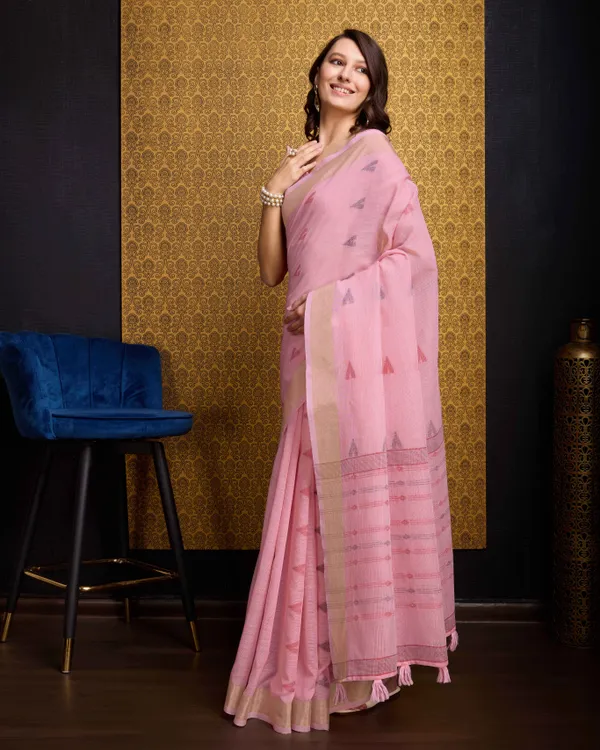 Baby_Pink_Organza_Saree_For_Women_&_Girls