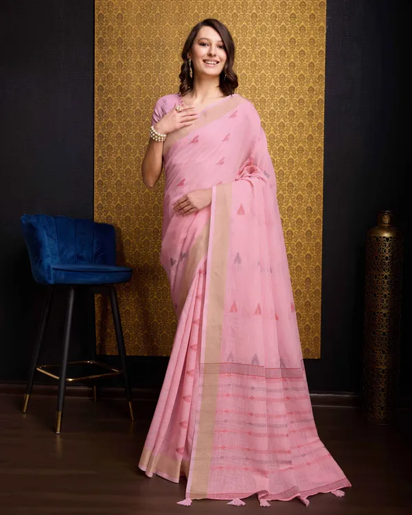 Baby_Pink_Organza_Saree_For_Women_&_Girls