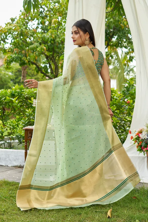 Green_Shimmer_Silk_For_Women_&_Girls