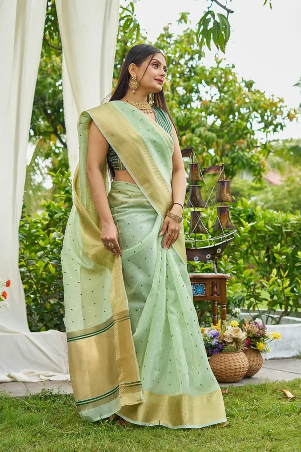 Green_Shimmer_Silk_For_Women_&_Girls