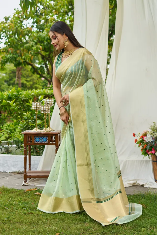 Green_Shimmer_Silk_For_Women_&_Girls