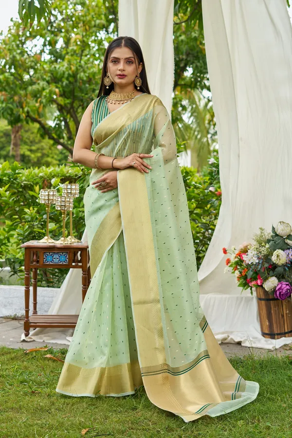 Green_Shimmer_Silk_For_Women_&_Girls