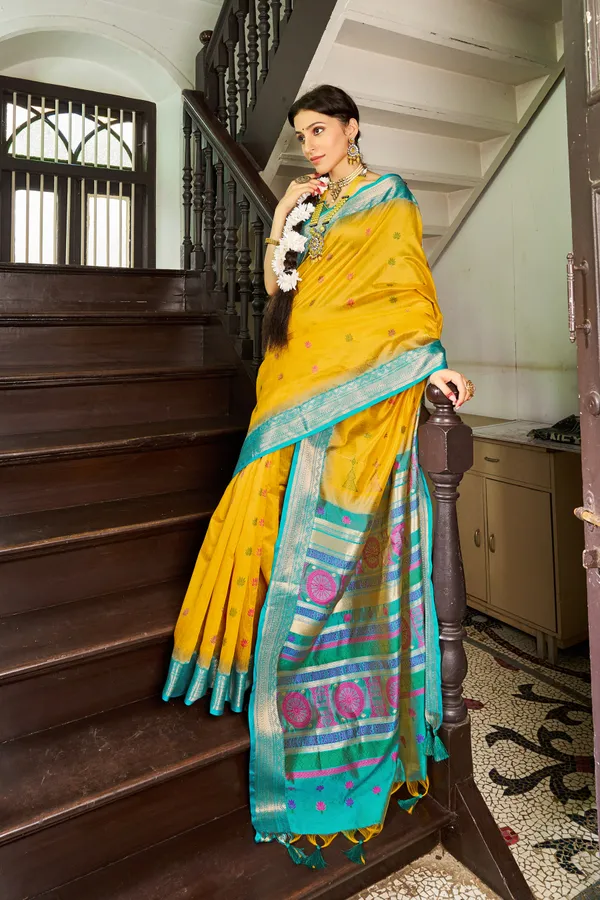 Yellow_And_Rama_Raw_Silk_For_Women_&_Girls