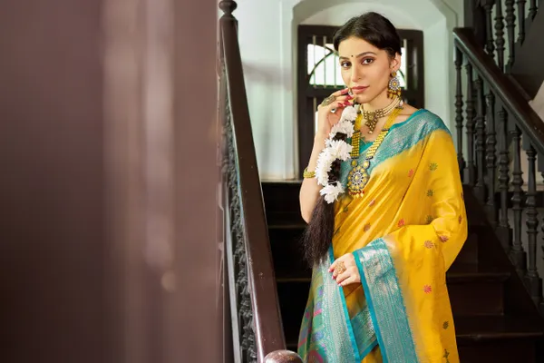 Yellow_And_Rama_Raw_Silk_For_Women_&_Girls