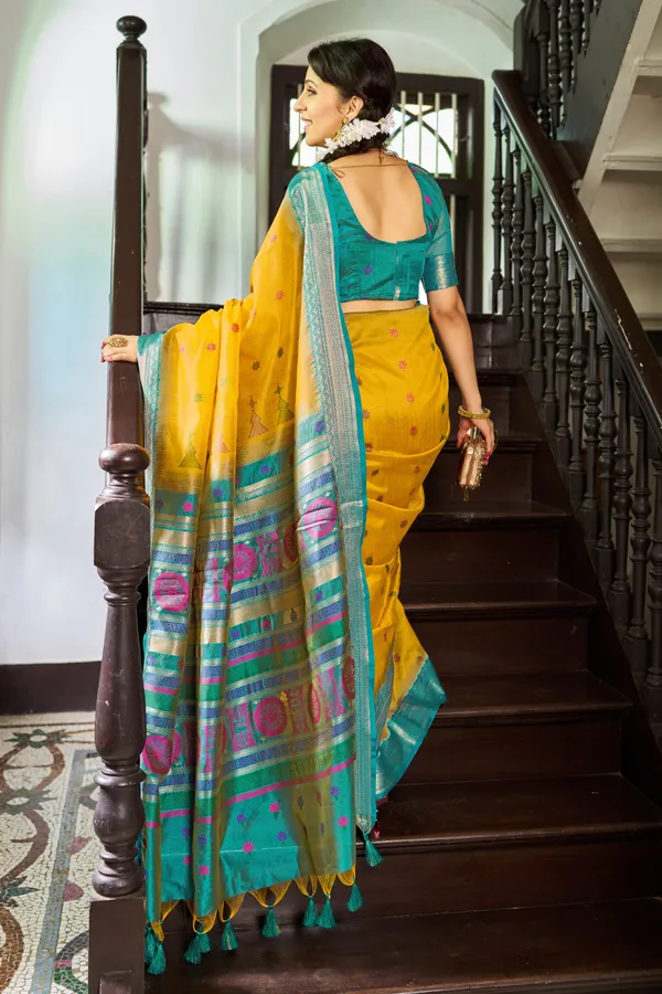 Yellow_And_Rama_Raw_Silk_For_Women_&_Girls