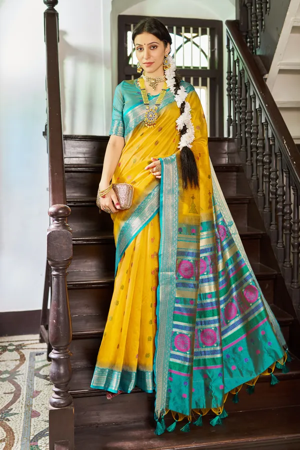 Yellow_And_Rama_Raw_Silk_For_Women_&_Girls