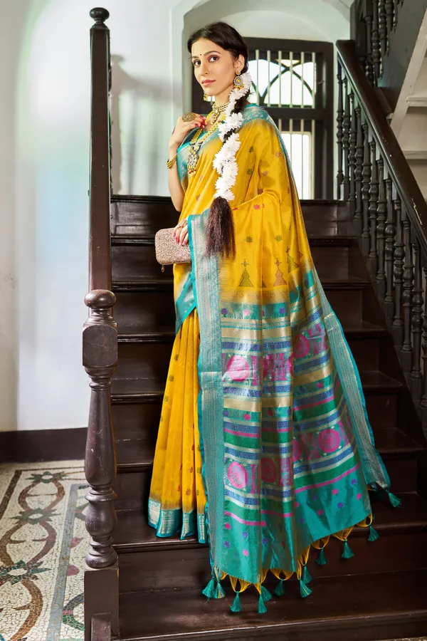 Yellow_And_Rama_Raw_Silk_For_Women_&_Girls