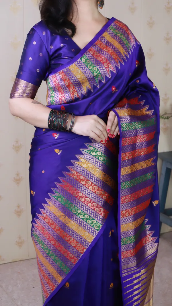 Violet_Soft_Silk_With_Floral_Meenakari_Motifs_Saree_With_Blouse_Piece_For_Women_&_Girl