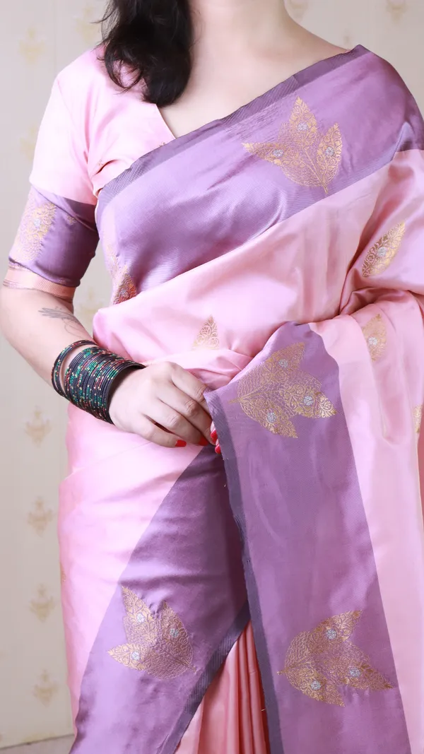 Baby_Pink_Soft_Silk_With_Zig_Zag_Motifs_Saree_With_Blouse_Piece_For_Women_&_Girl
