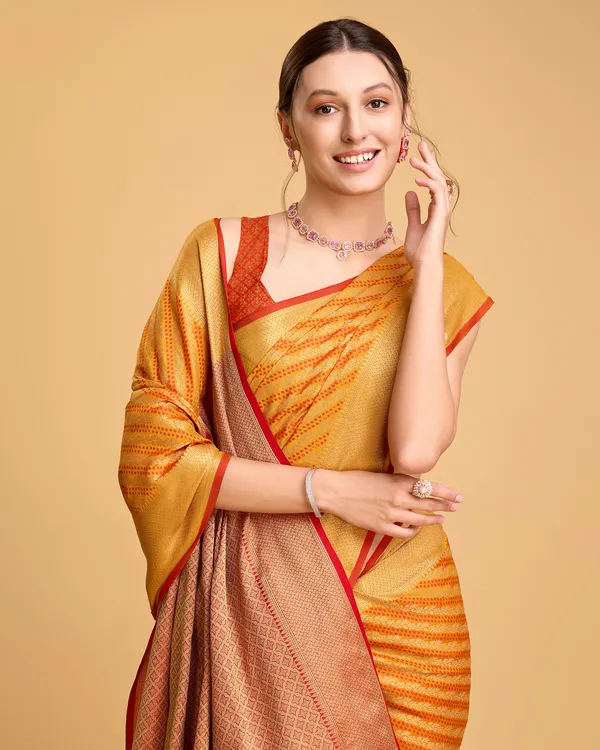 Yellow_Patola_Silk_Weaved_Saree_With_Contrast_Meenakari_Saree_For_Women_&_Girls