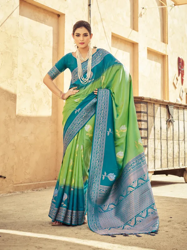 Green_Soft_Silk_For_Women_&_Girls