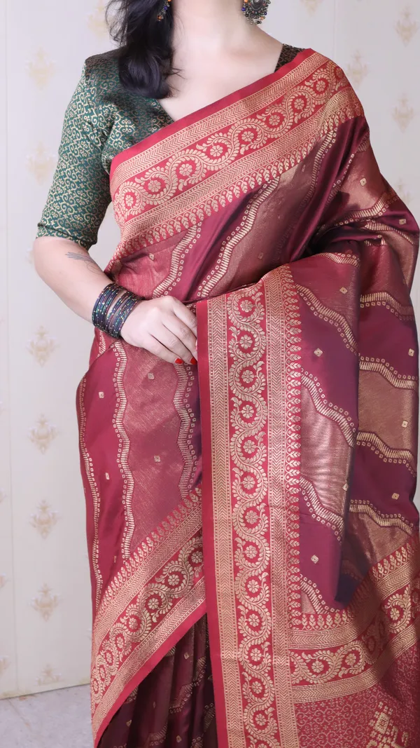Maroon_Soft_Silk_With_Flower_Meenakari_Motifs_Saree_With_Blouse_Piece_For_Women_&_Girl