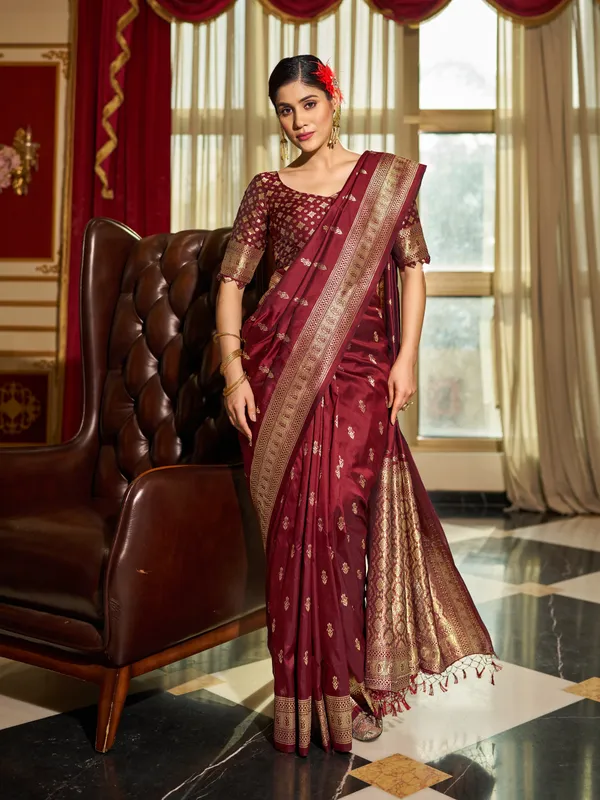 Maroon_Silk_For_Women_&_Girls