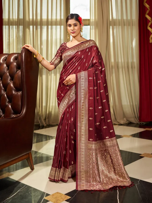 Maroon_Silk_For_Women_&_Girls