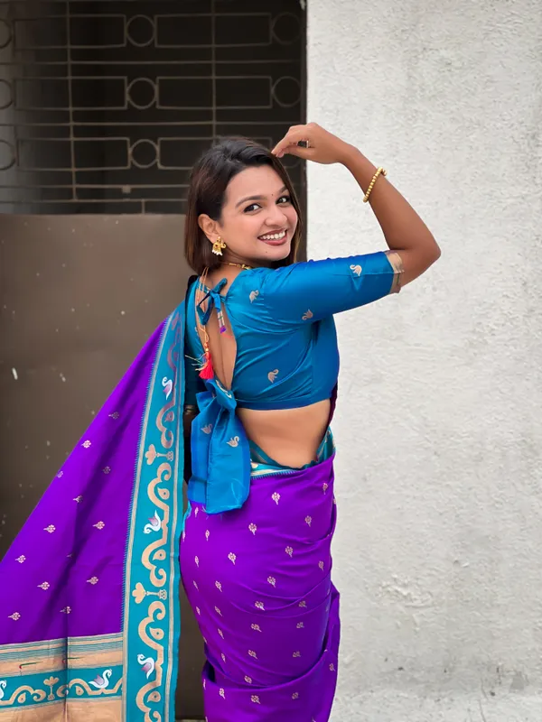 Purple_Paithani_Saree_With_Gold_Zari_Meenakari_Motifs_Saree_With_Blouse_Piece_For_Women_&_Girl