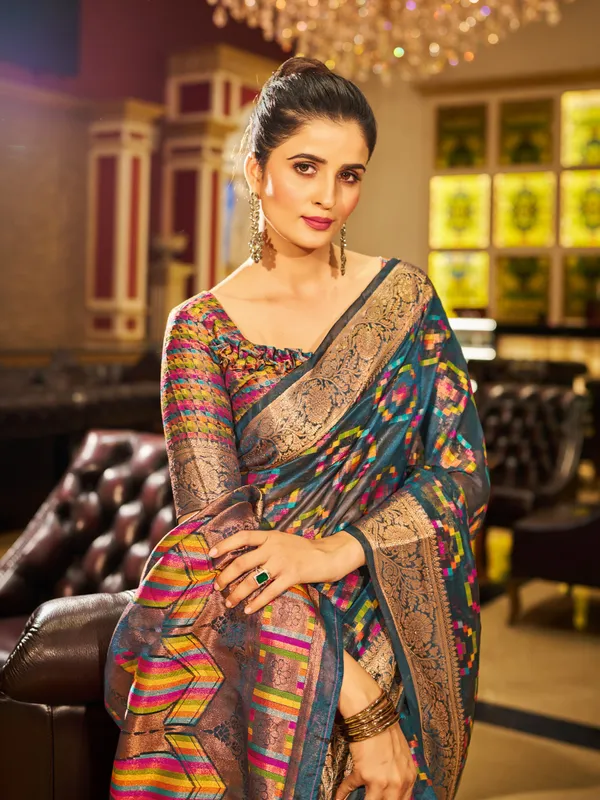 Grey_Organza_Saree_For_Women_&_Girls