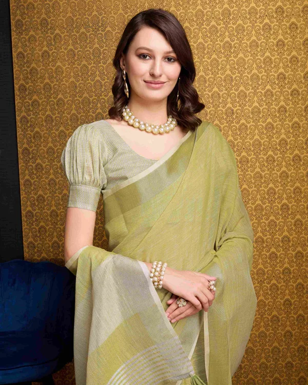 Lemon_Linen_Saree_For_Women_&_Girls