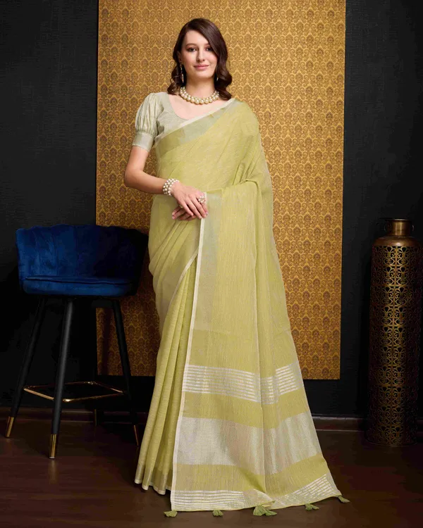 Lemon_Linen_Saree_For_Women_&_Girls