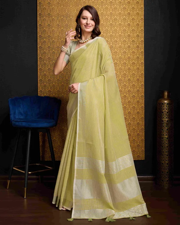 Lemon_Linen_Saree_For_Women_&_Girls