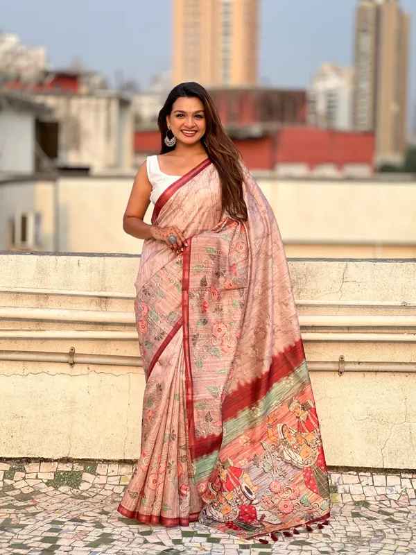 Brown_Premium_Katki_Silk_With_Blouse_Piece_For_Women_&_Girls