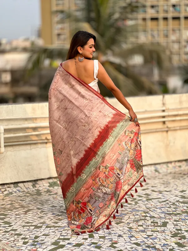Brown_Premium_Katki_Silk_With_Blouse_Piece_For_Women_&_Girls