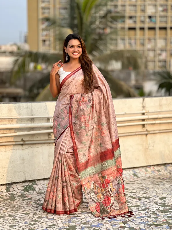 Brown_Premium_Katki_Silk_With_Blouse_Piece_For_Women_&_Girls