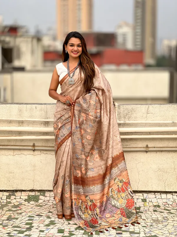 Light_Brown_Premium_Katki_Silk_With_Blouse_Piece_For_Women_&_Girls