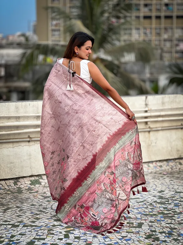Pink_Premium_Katki_Silk_With_Blouse_Piece_For_Women_&_Girls