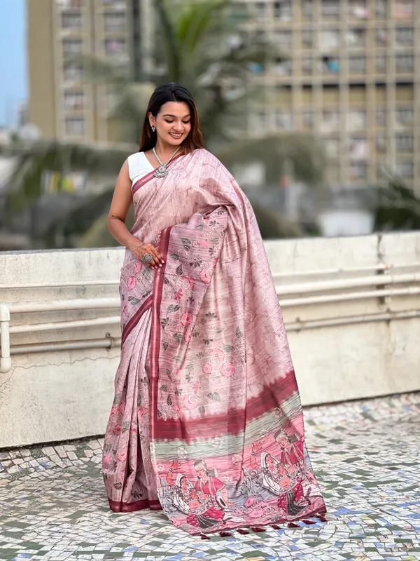 Pink_Premium_Katki_Silk_With_Blouse_Piece_For_Women_&_Girls