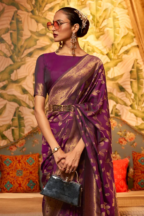 Lollipop_Purple_Premium_Kanjivaram_Saree_With_Blouse_Piece_For_Women_&_Girls